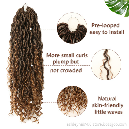 Julianna 18 inch Wholesa Synthetic Manufacturer Pre Looped Crochet Braid Hair Goddess Bohemian Faux River Locs Goddess Locs